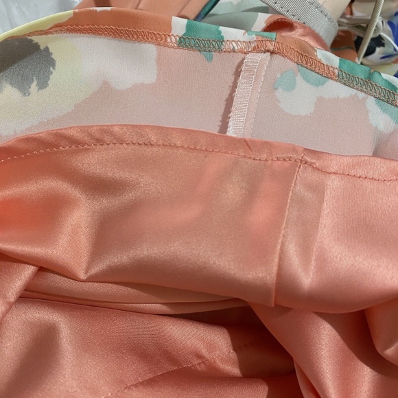 Review 8 Dress Peach Fit and Flare Floral Belt Above Knee Wedding Cocktail Party - Picture 7 of 8